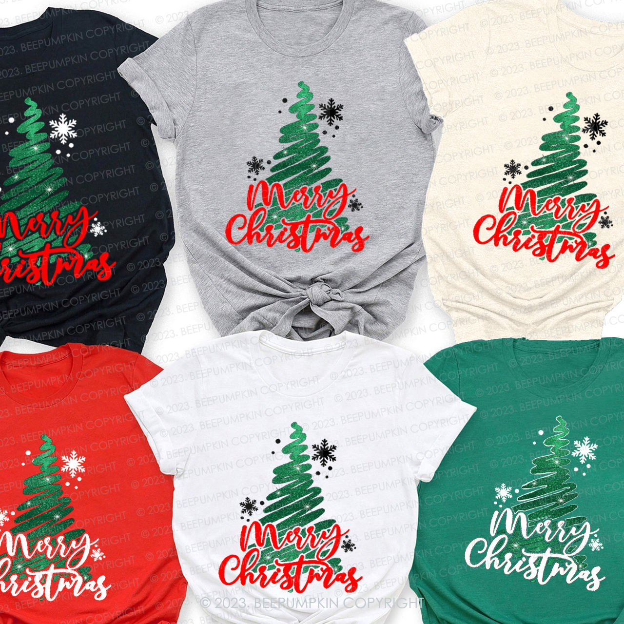 Christmas Tree Scribble Family Matching Shirts