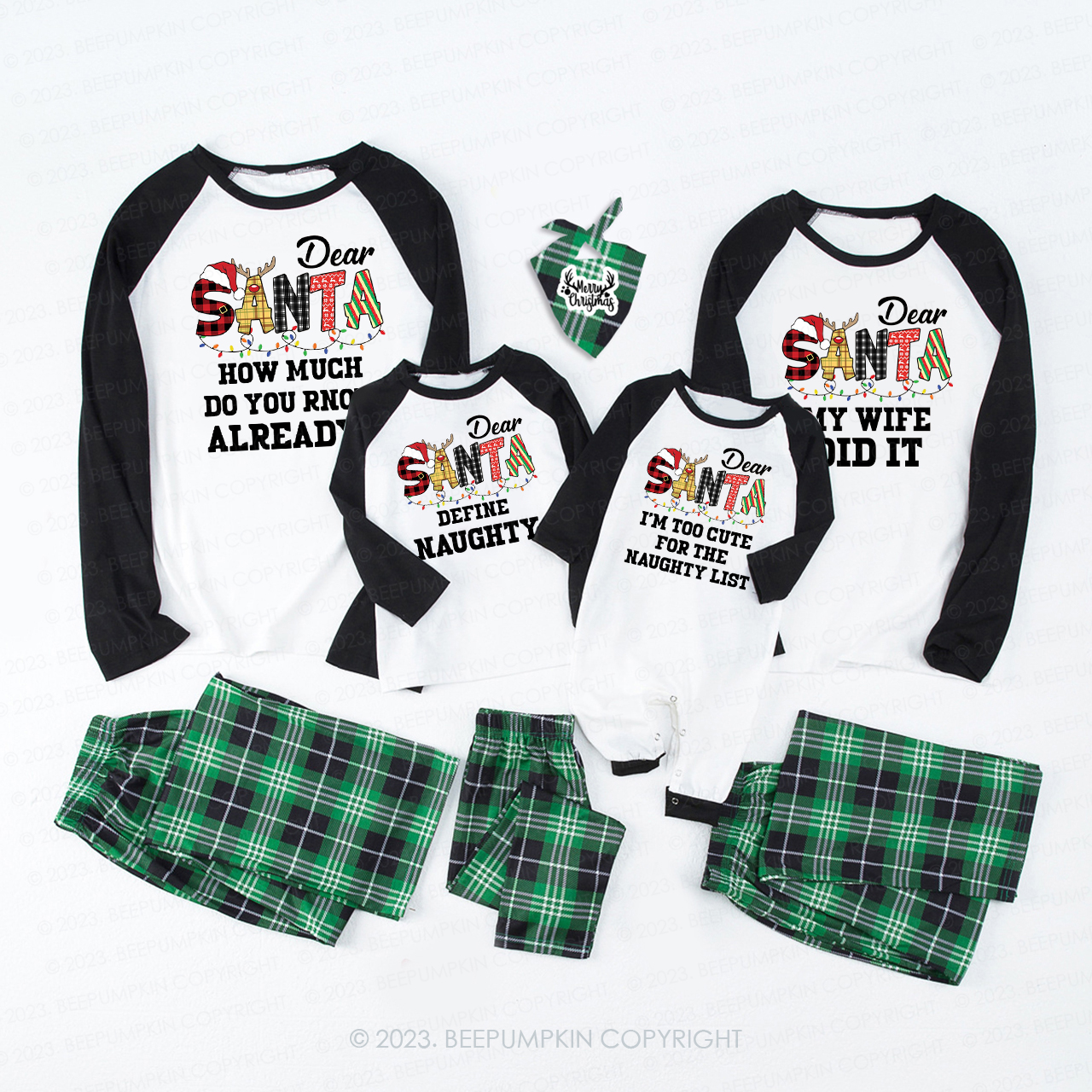 Dear Santa Spelling Design Christmas Matching Pajamas