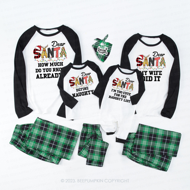 Dear Santa Spelling Design Christmas Matching Pajamas