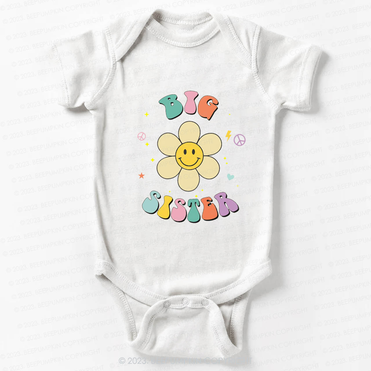 Personalized Smiley Face Flower Sibling Bodysuit For Baby