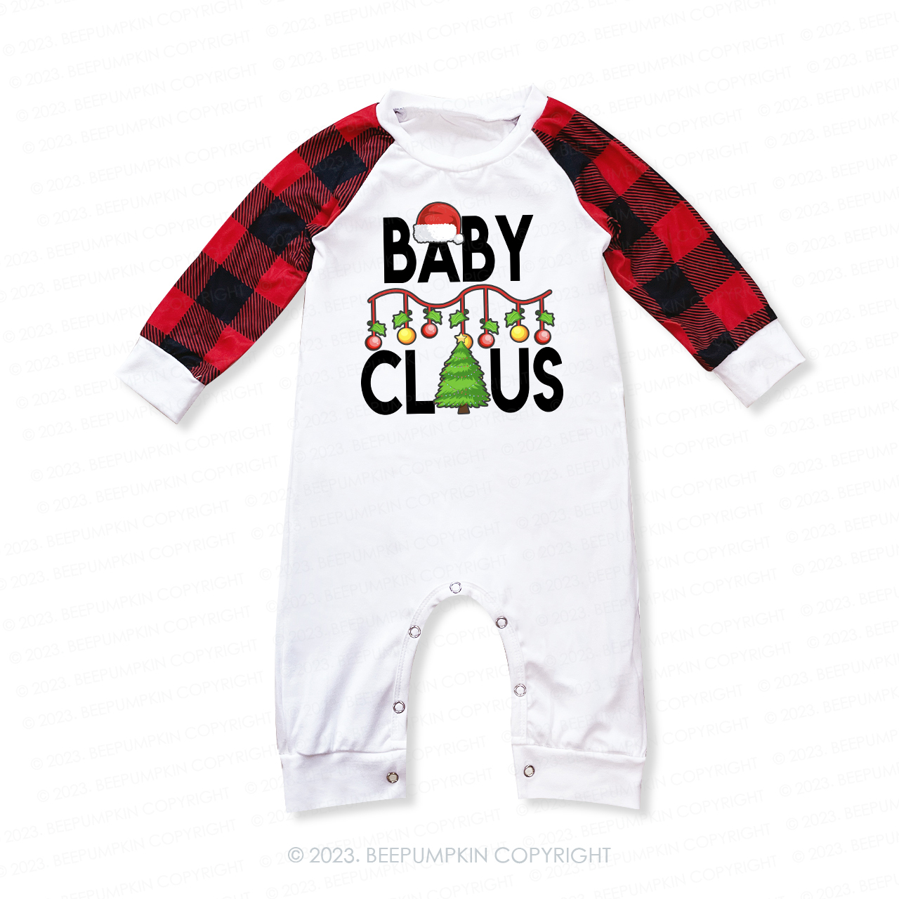 Personalized Cute Claus Christmas Candy Cane Matching Pajamas