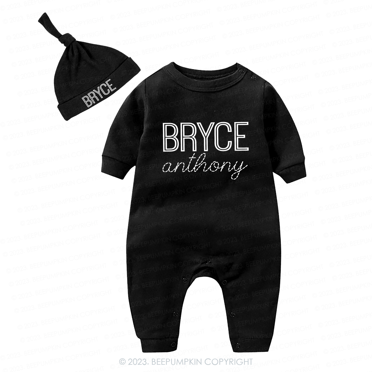 Personalized Name Gender Romper Hat Set