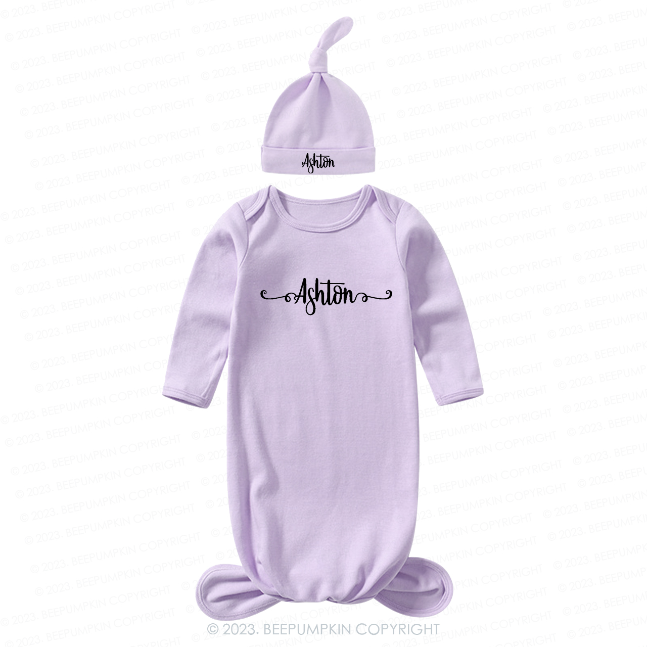  Unisex Knotted Baby Gown With Personalized Knotted Hat