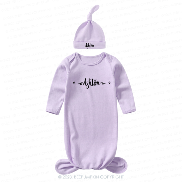  Unisex Knotted Baby Gown With Personalized Knotted Hat