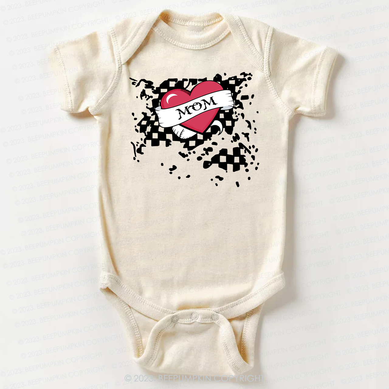 Mom Heart Trucker Bodysuit For Baby Valentines Day