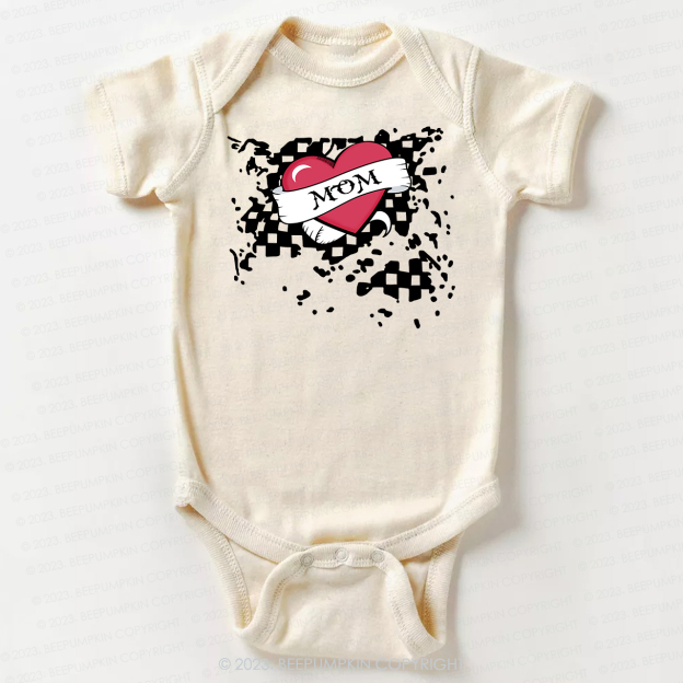 Mom Heart Trucker Bodysuit For Baby Valentines Day