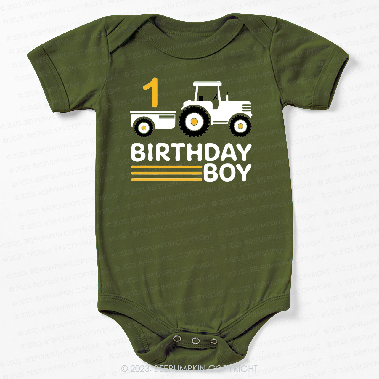 Boy Birthday Tractor Bodysuit For Baby