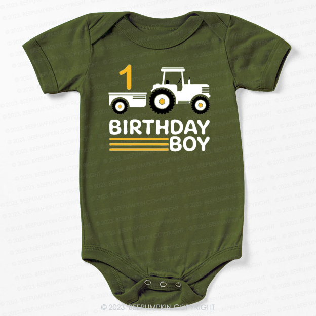 Boy Birthday Tractor Bodysuit For Baby