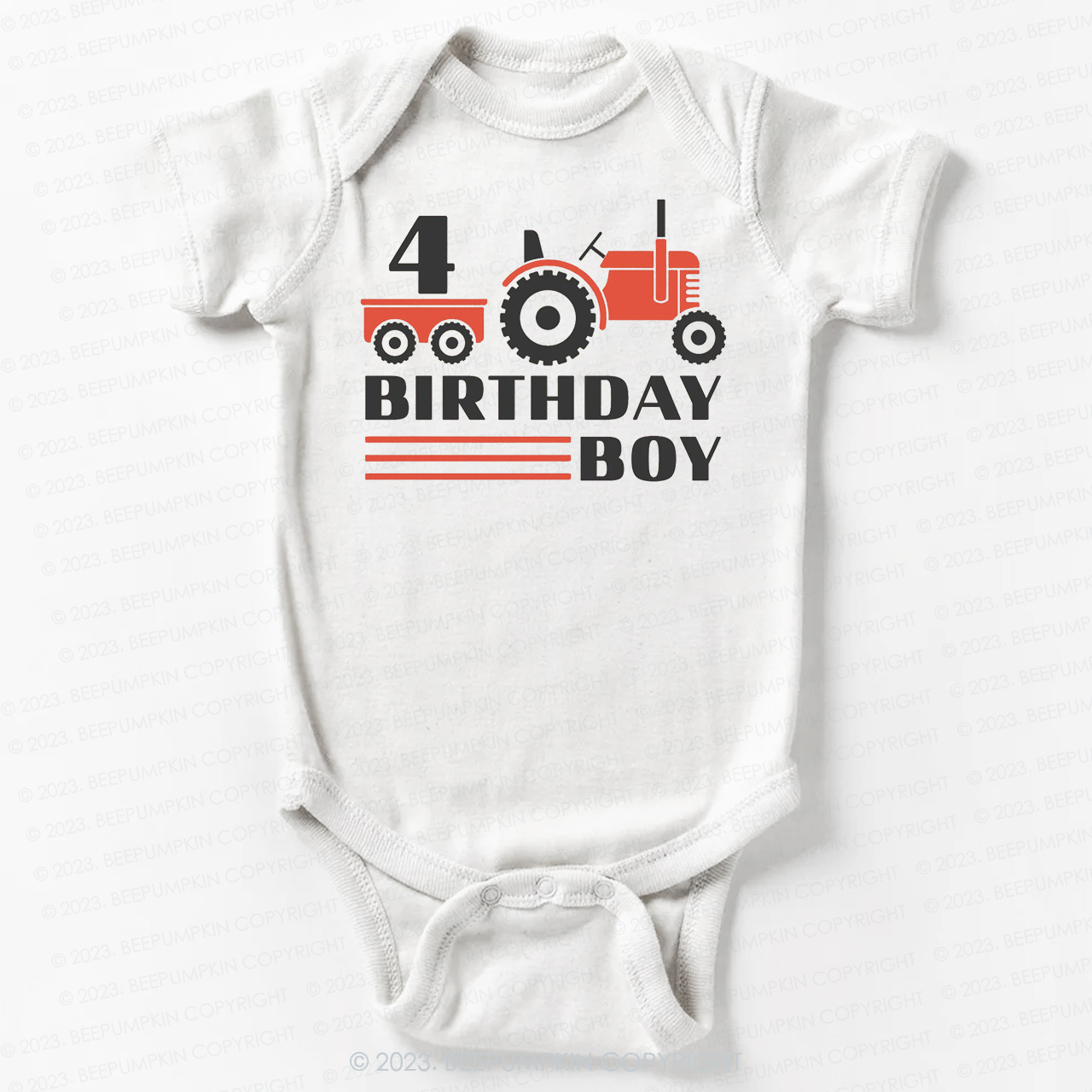 Boy Birthday Tractor Birthday Bodysuit For Baby