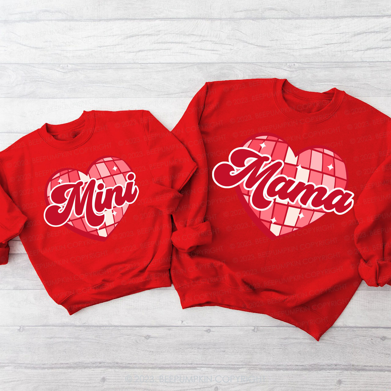 Personalized Checkerboard Hearts Matching Sweatshirts