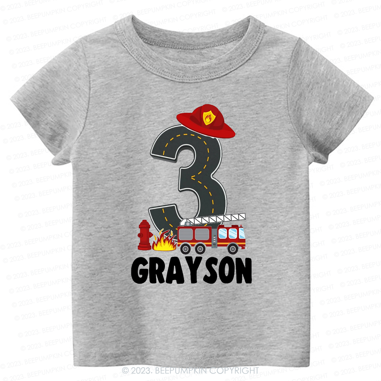Personalized Sound the Alarm Boy's Fire Truck Birthday Kids Tees