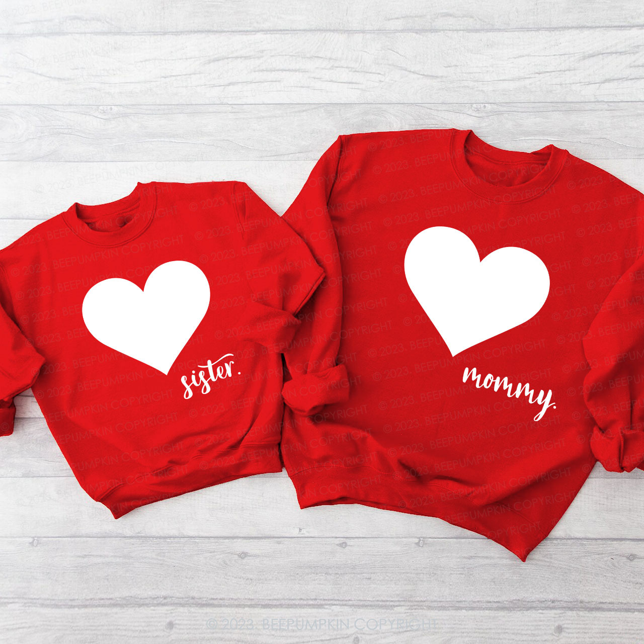 Dad Mama And Me Red Hearts Matching Valentine��s Sweatshirt