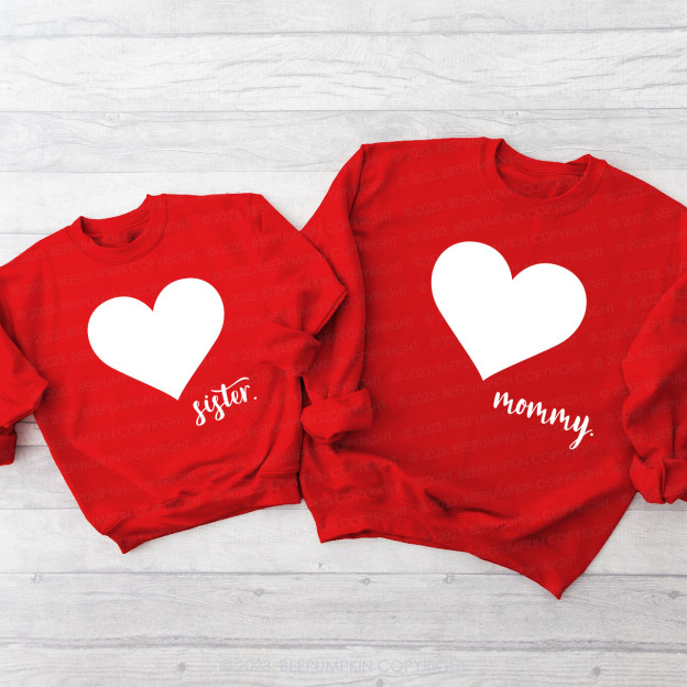 Dad Mama And Me Red Hearts Matching Valentine��s Sweatshirt
