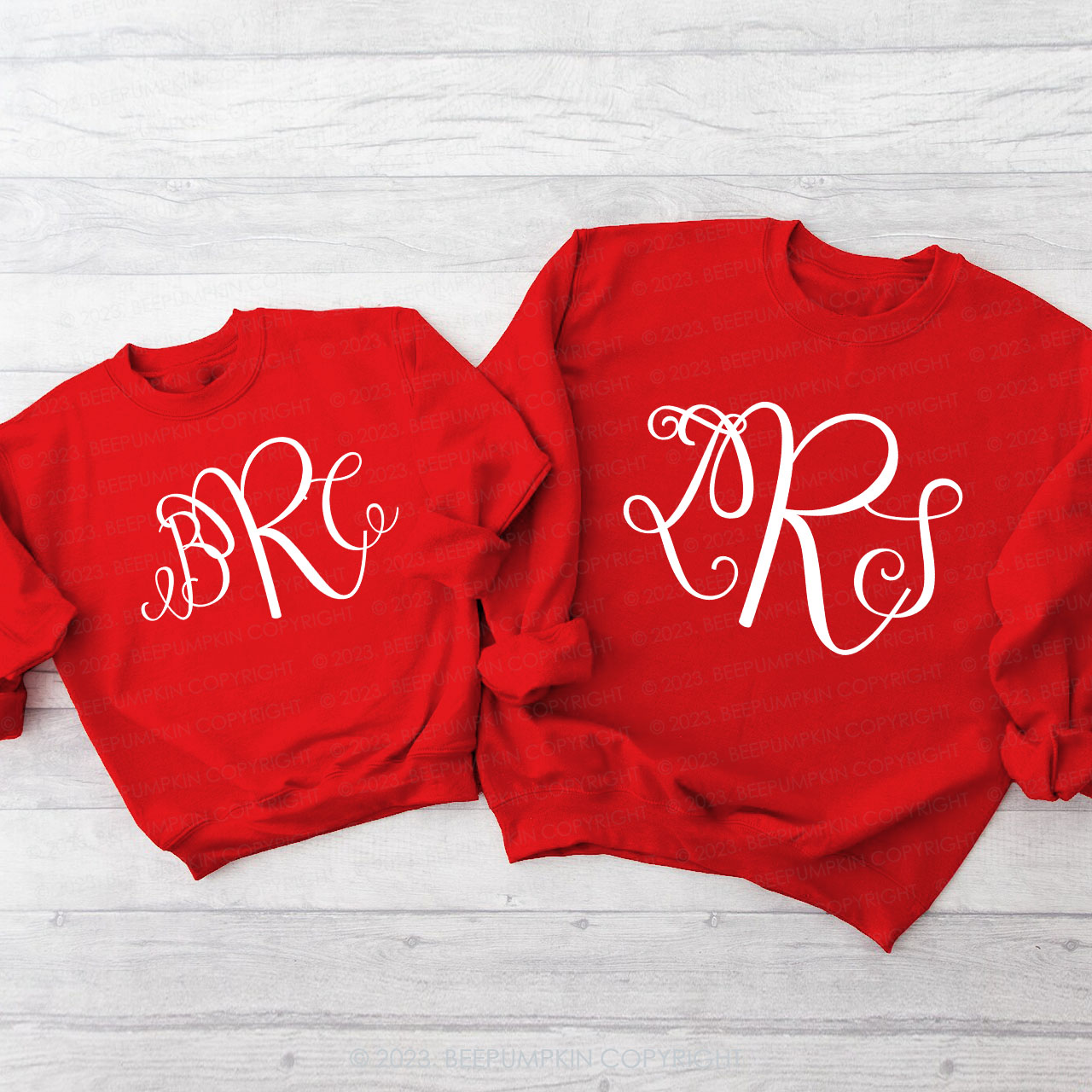 Fancy Cursive Monogram Matching Valentine��s Sweatshirt