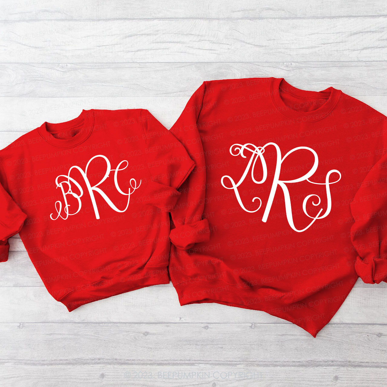 Fancy Cursive Monogram Matching Valentine��s Sweatshirt