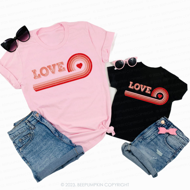 Retro Rainbow Heart Matching Valentine‘s Shirts