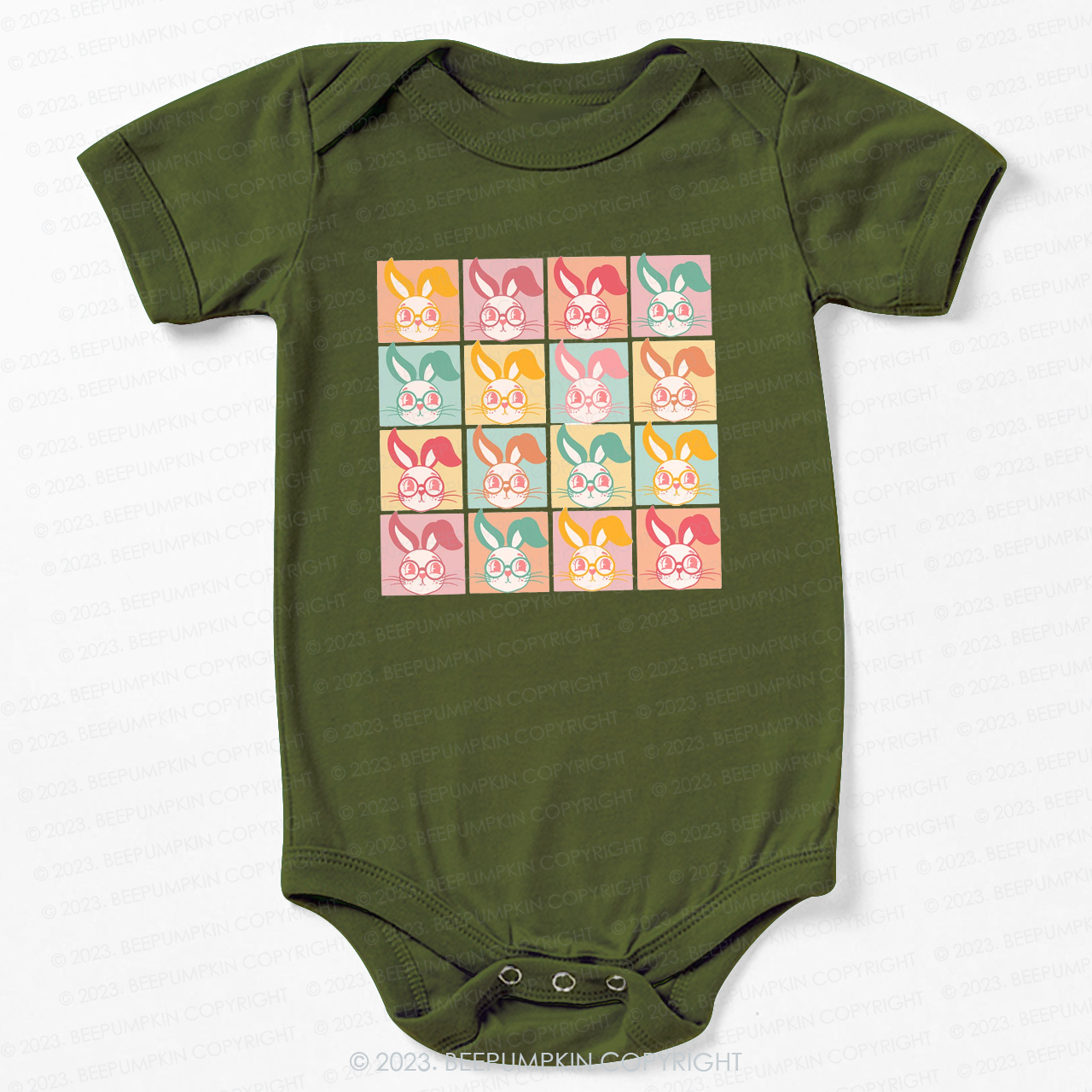 Checkered Bunny Kids Retro Bodysuit For Baby