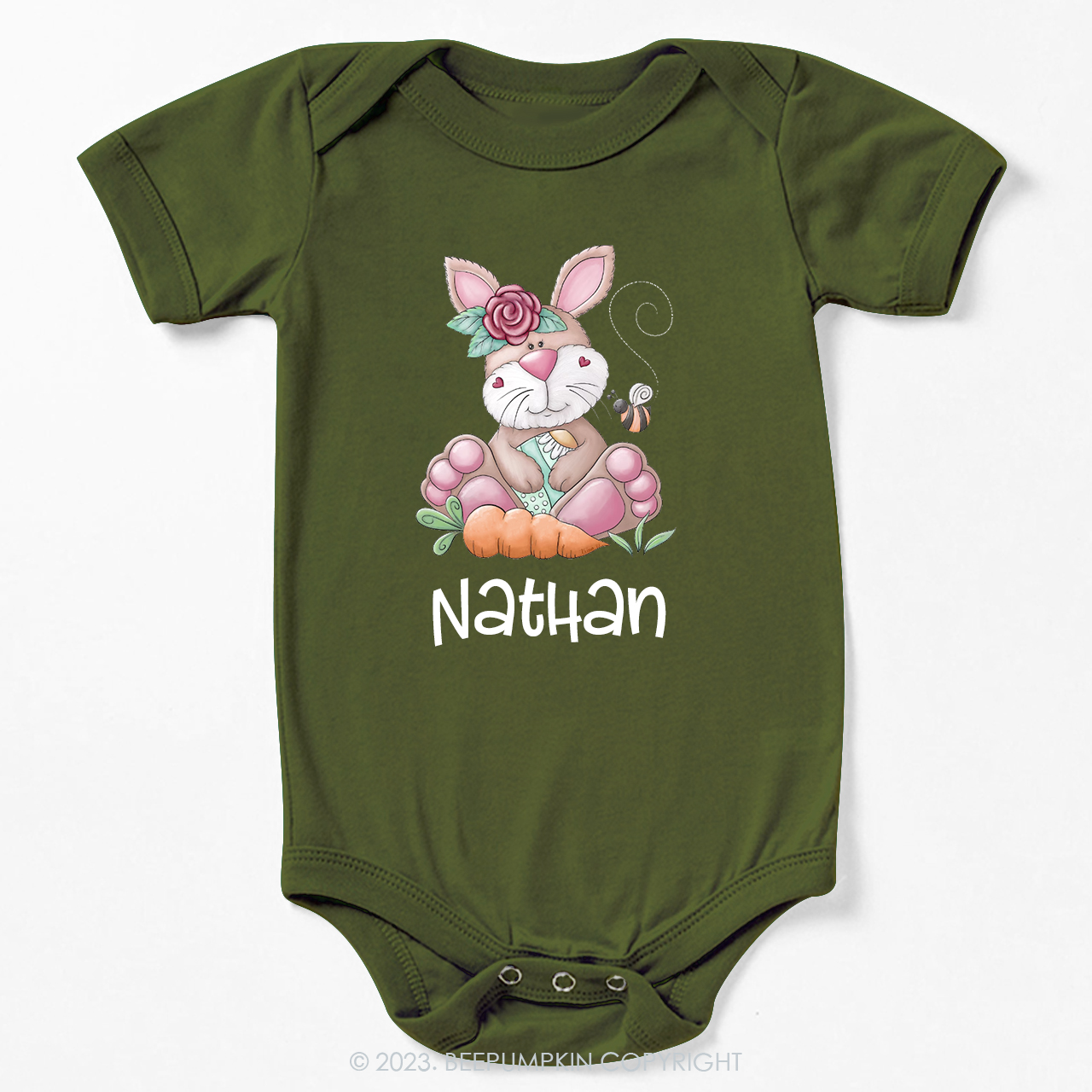 Personalized Spring Happy Bunny Easter Bodysuit For Baby