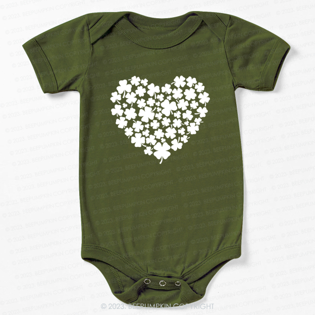 Shamrock Heart St.Patricks Day Bodysuit For Baby