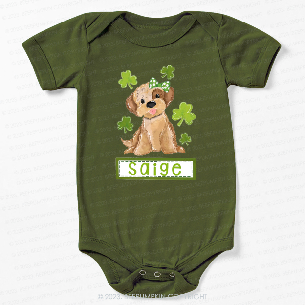 Polka Dot Bow Dog St.Patricks Day Bodysuit For Baby