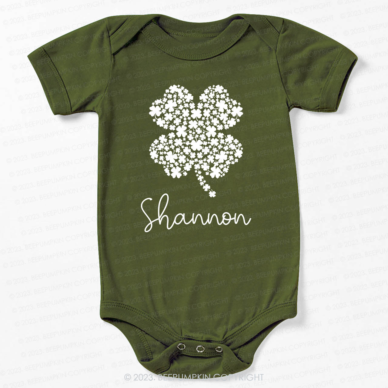 Personalized Cute Shamrock St.Patricks Day Bodysuit For Baby