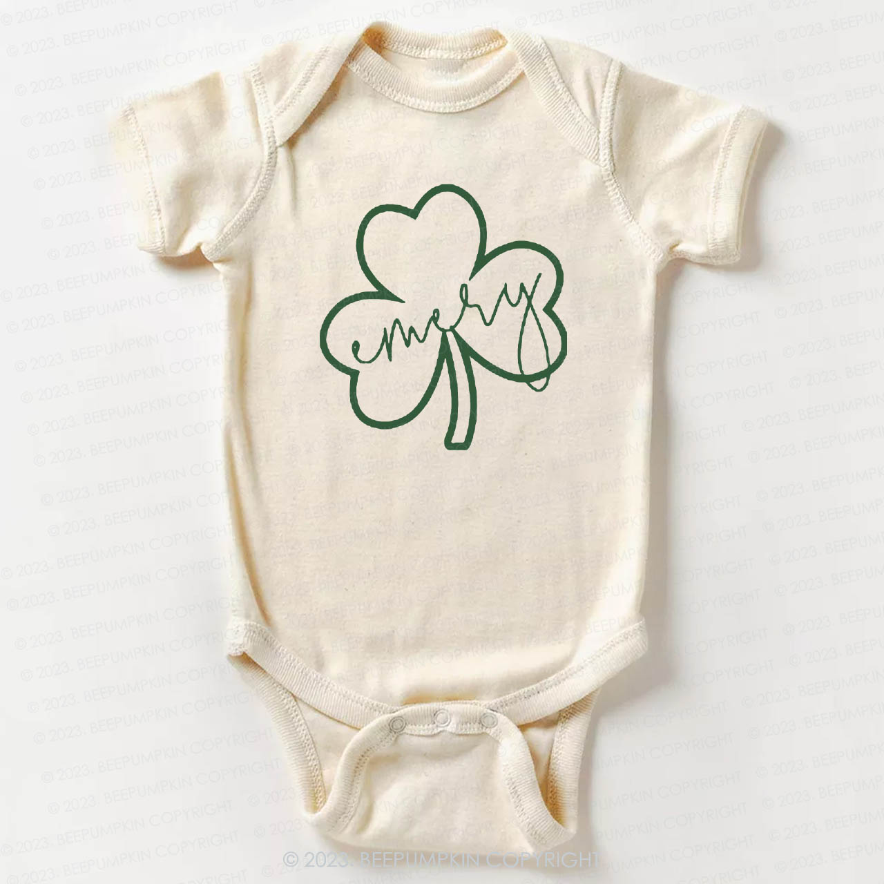 Shamrock Glitter Name St.Patricks Day Bodysuit For Baby