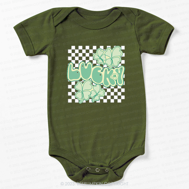 Retro Lucky Clover Leaf St.Patricks Day Bodysuit For Baby