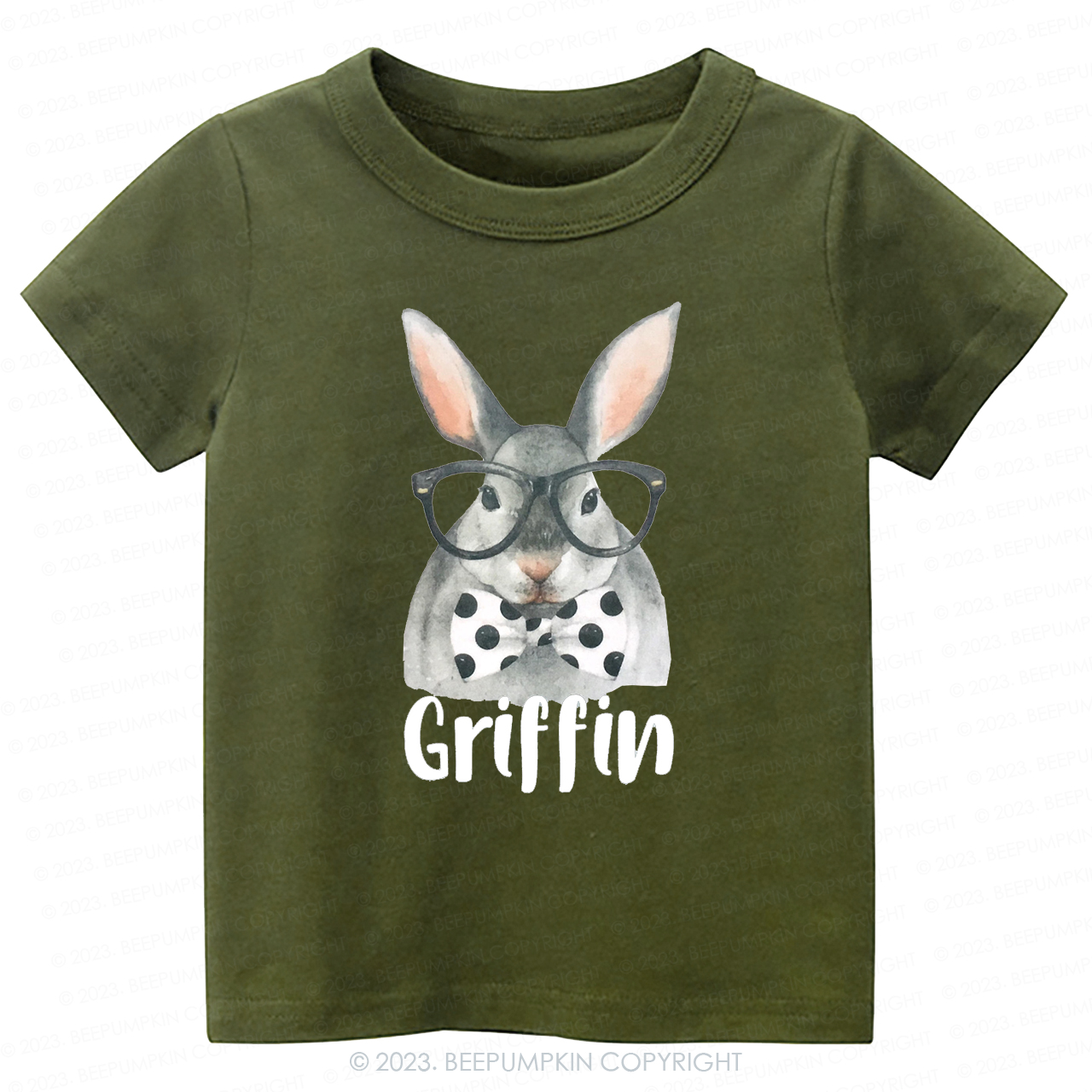 Personalized Easter Raglan Hipster Bunny -Toddler Tees