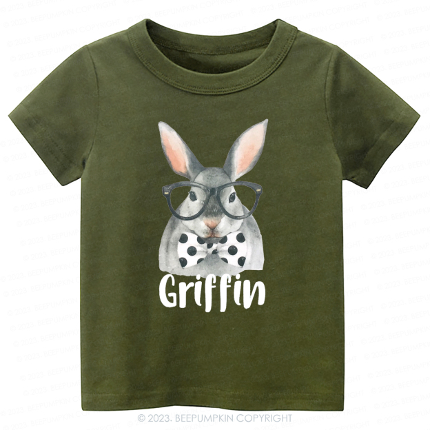 Personalized Easter Raglan Hipster Bunny -Toddler Tees