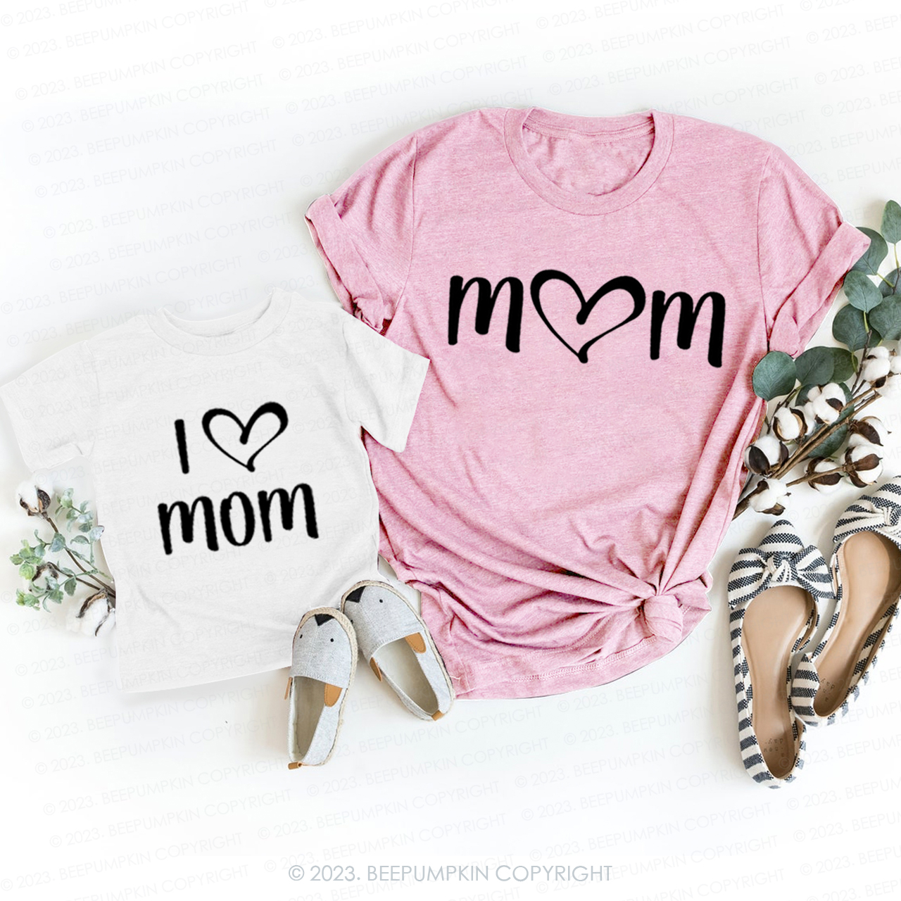 I Love Mom Matching T-Shirts For Mom&Me