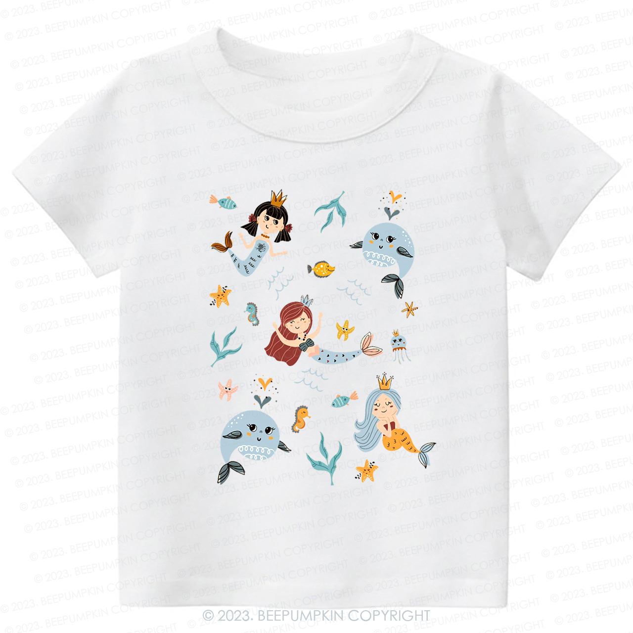 Cute Mermaid Girl Beach Kids Shirt