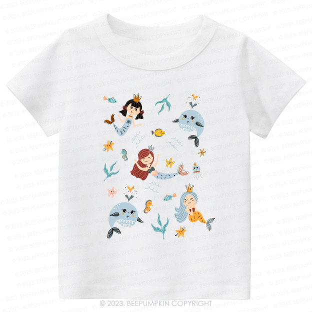 Cute Mermaid Girl Beach Kids Shirt