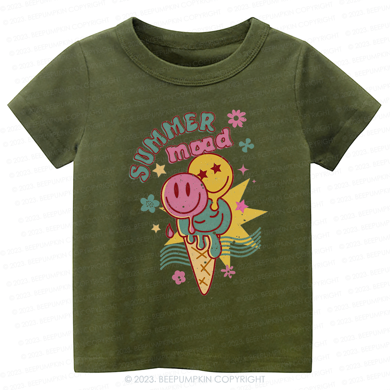  Summer Mood Ice Cream Happy Face Kids Shirt