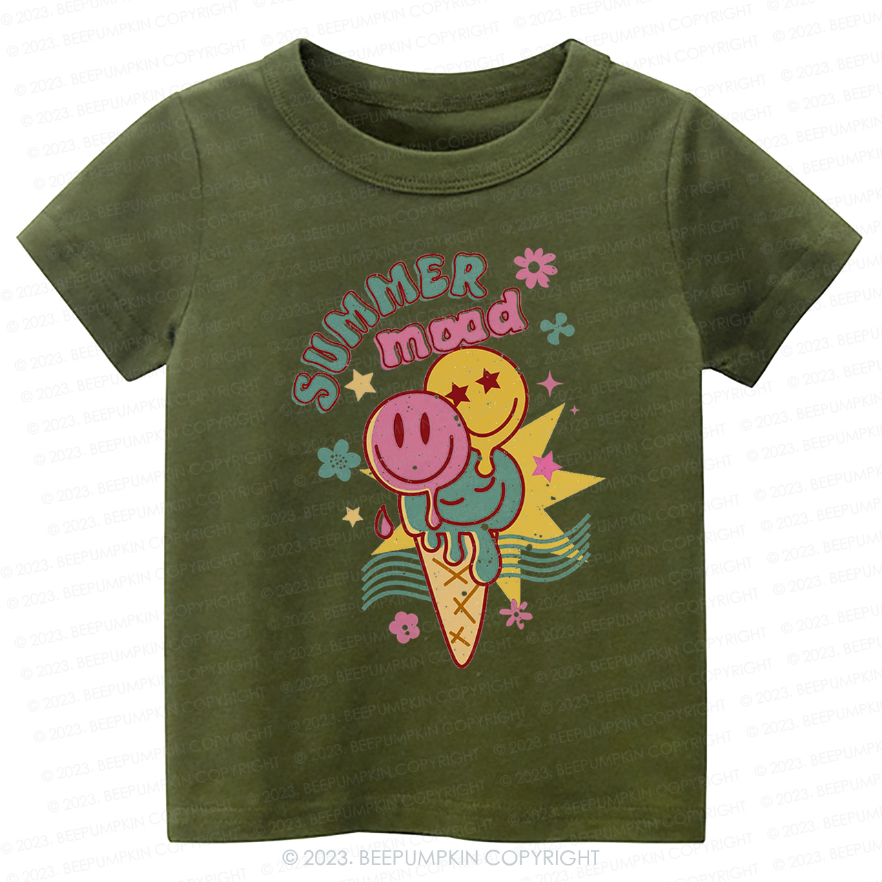  Summer Mood Ice Cream Happy Face Kids Shirt