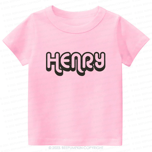 Retro Custom Name Toddler Shirt - Personalized Natural Kids Tees