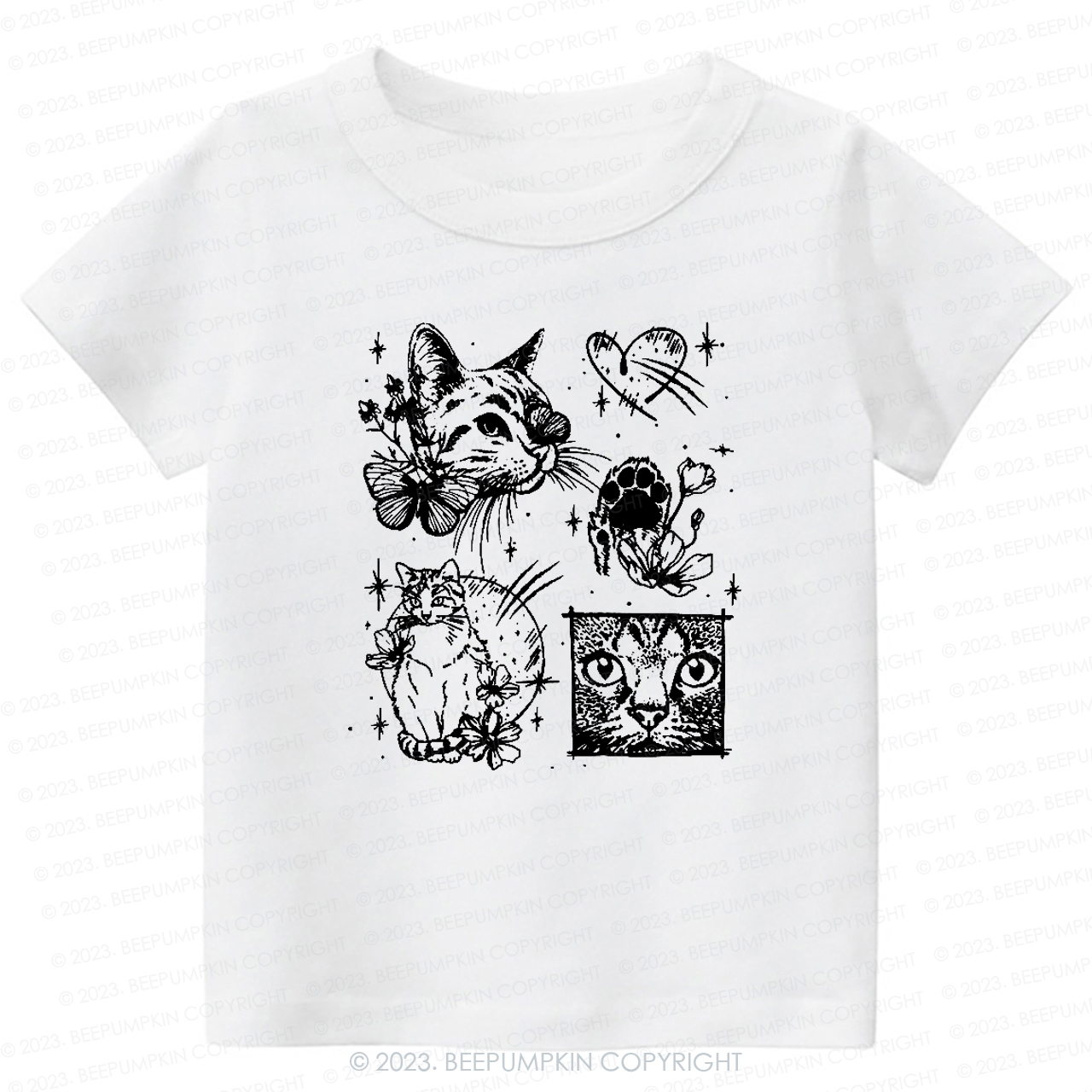 Cats Outlined Kids Retro T-Shirt