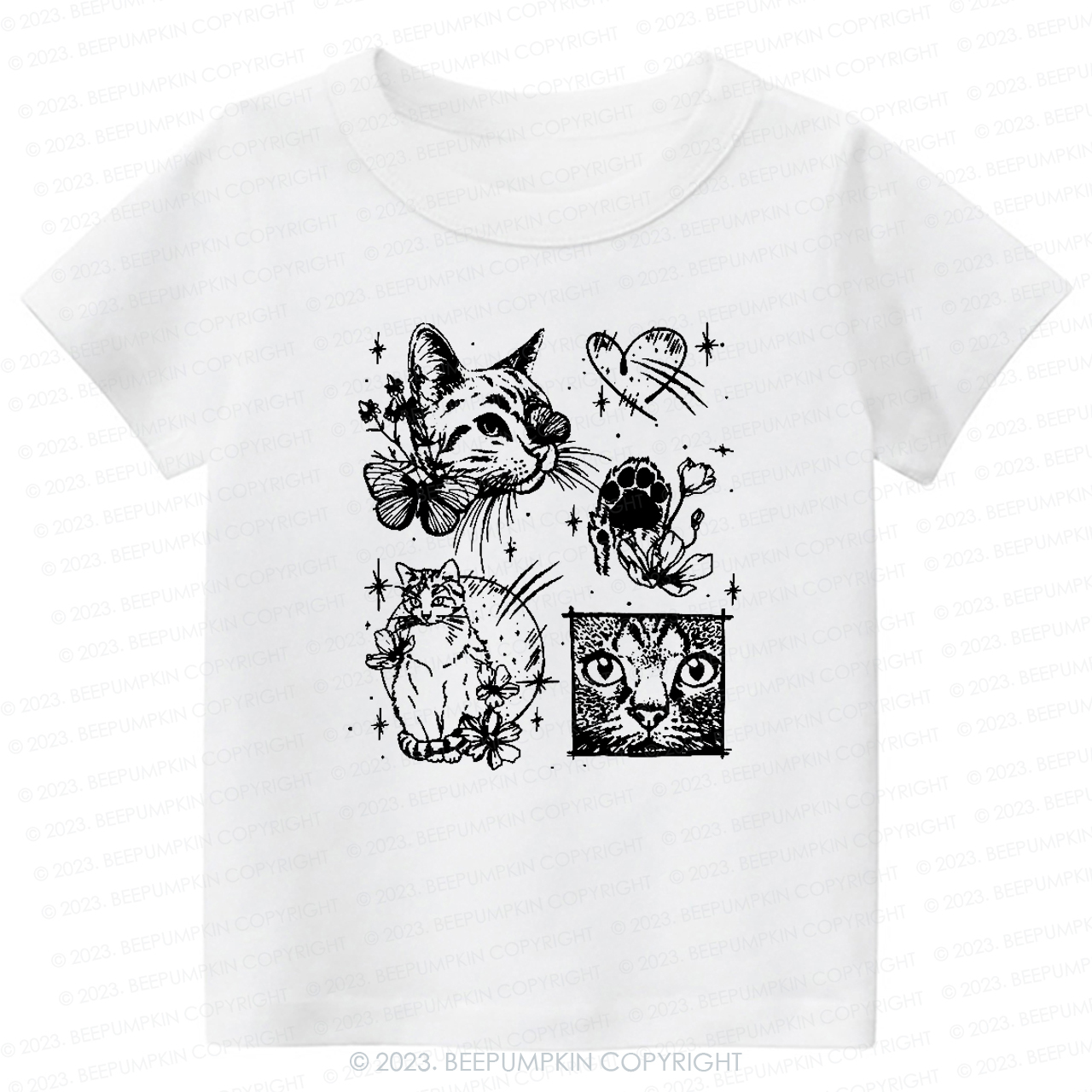Cats Outlined Kids Retro T-Shirt