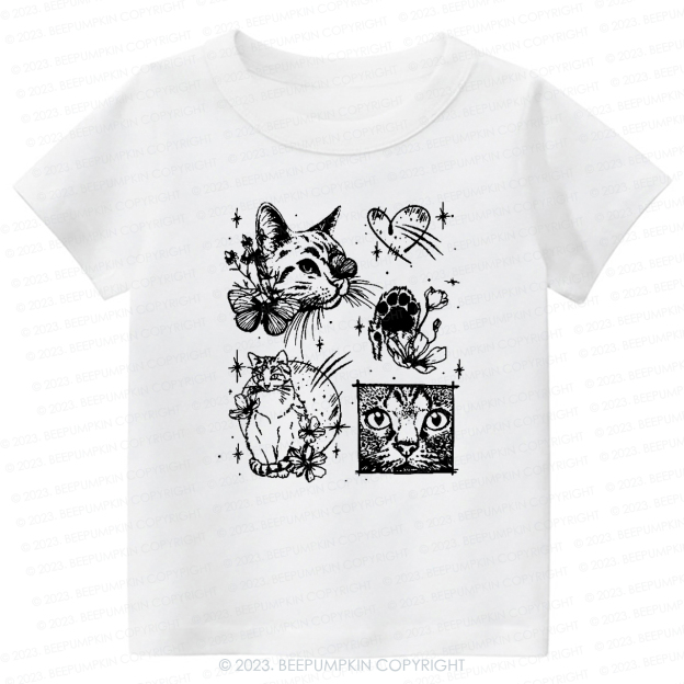 Cats Outlined Kids Retro T-Shirt