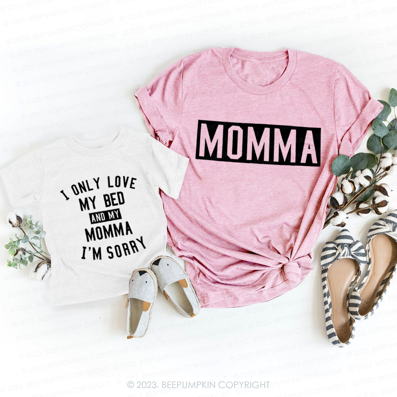 Only Love My Bed And My Momma T-Shirts For Mom&Me