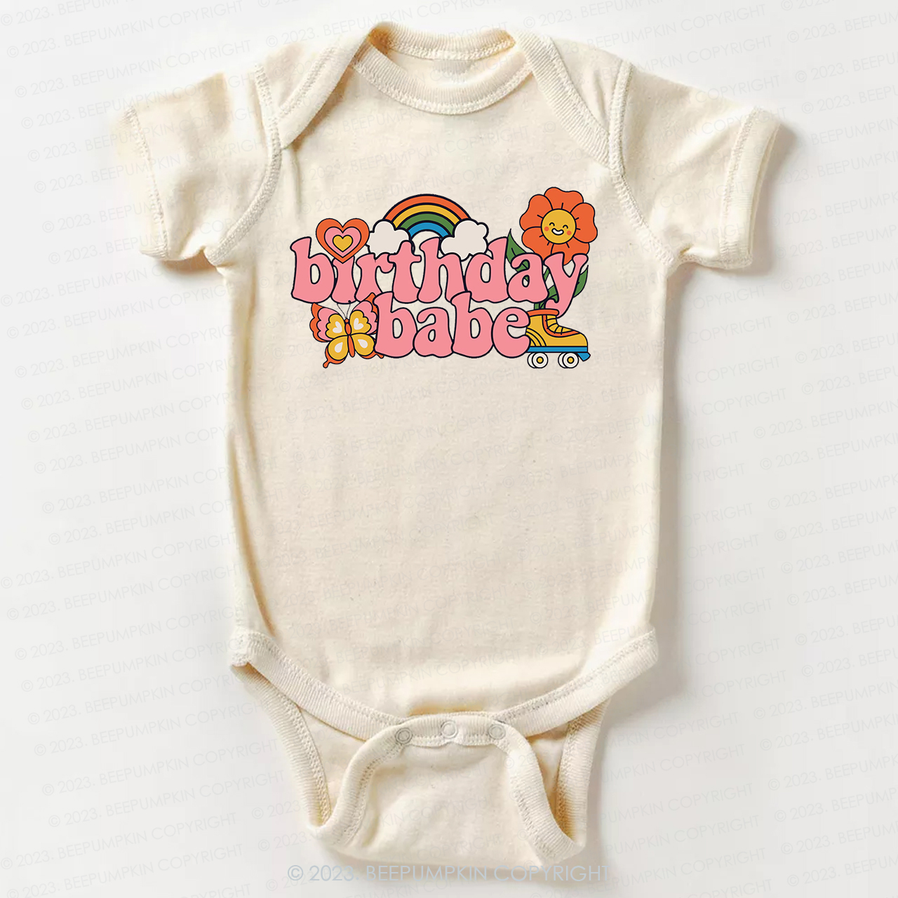 Pink Retro Birthday Babe Bodysuit For Baby