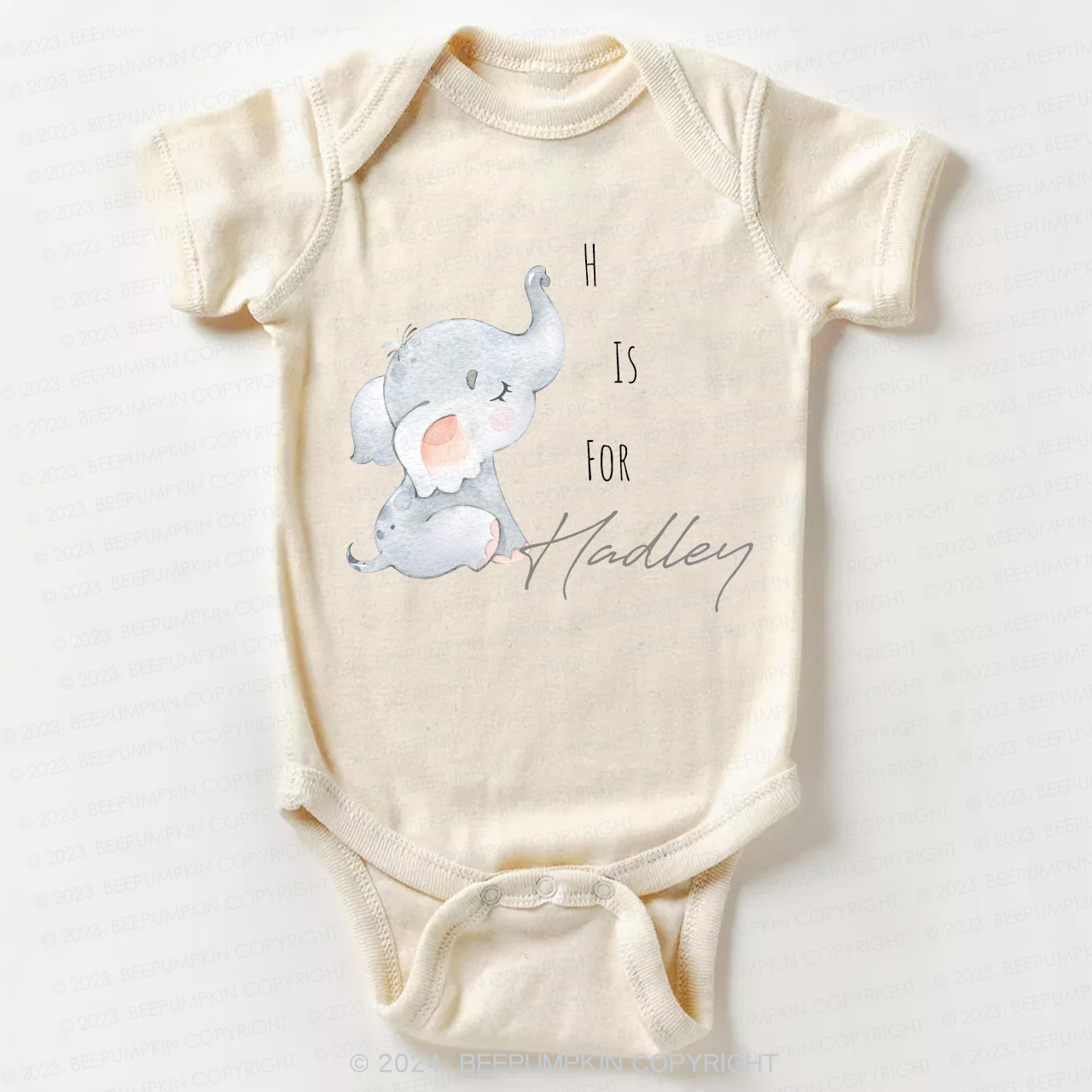 Personalized Elephant Letter Bodysuit For Baby 