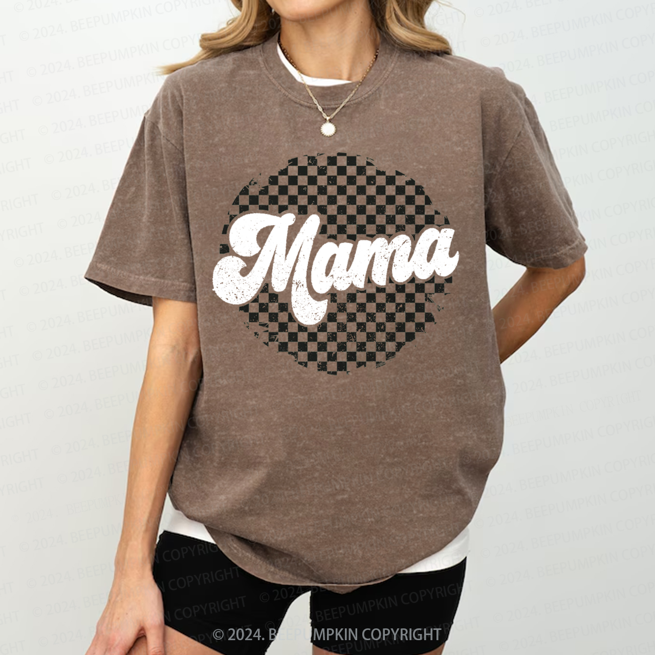 New Checkered Mama Washed T-Shirts 