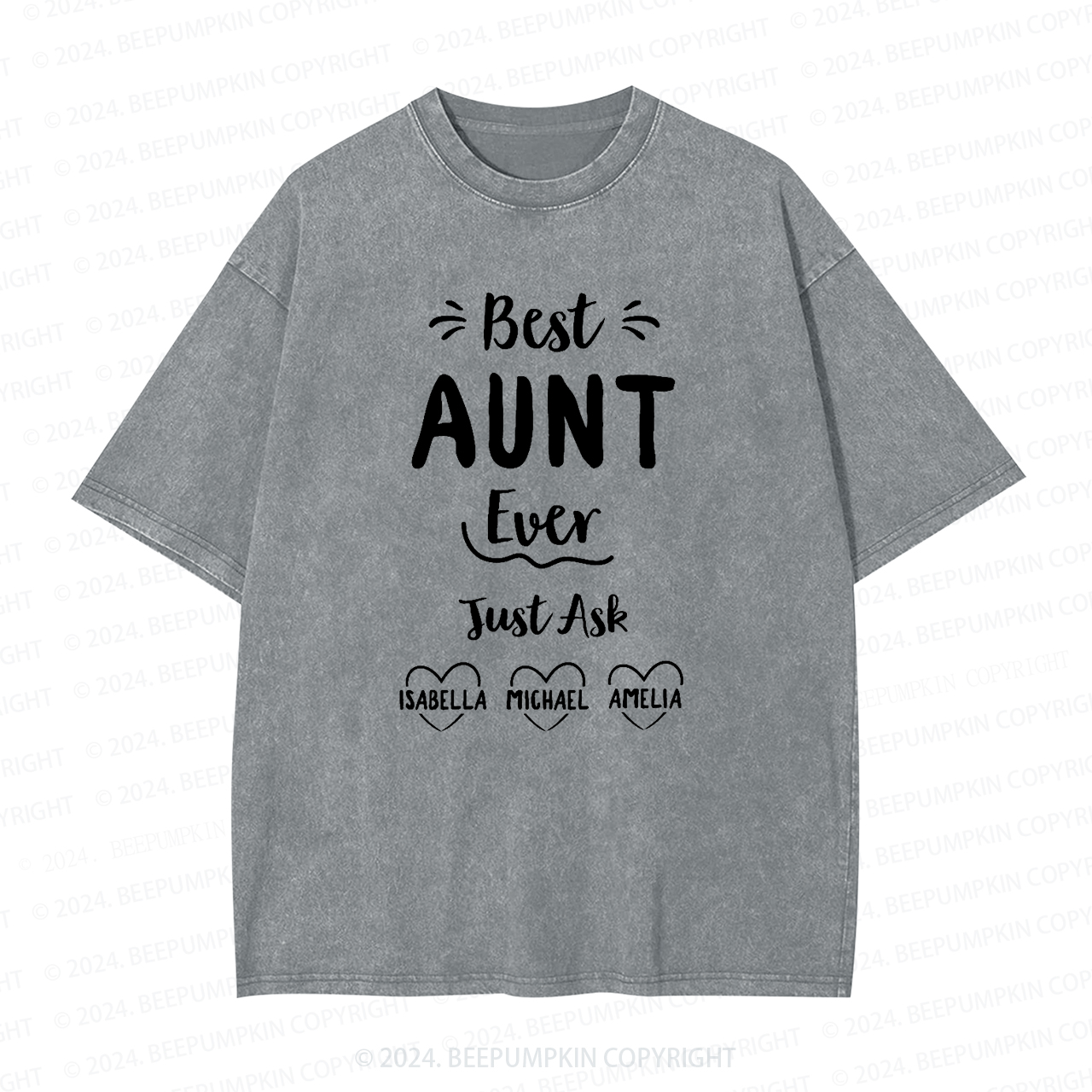 Personalized Best Ever Aunt Washed Tees