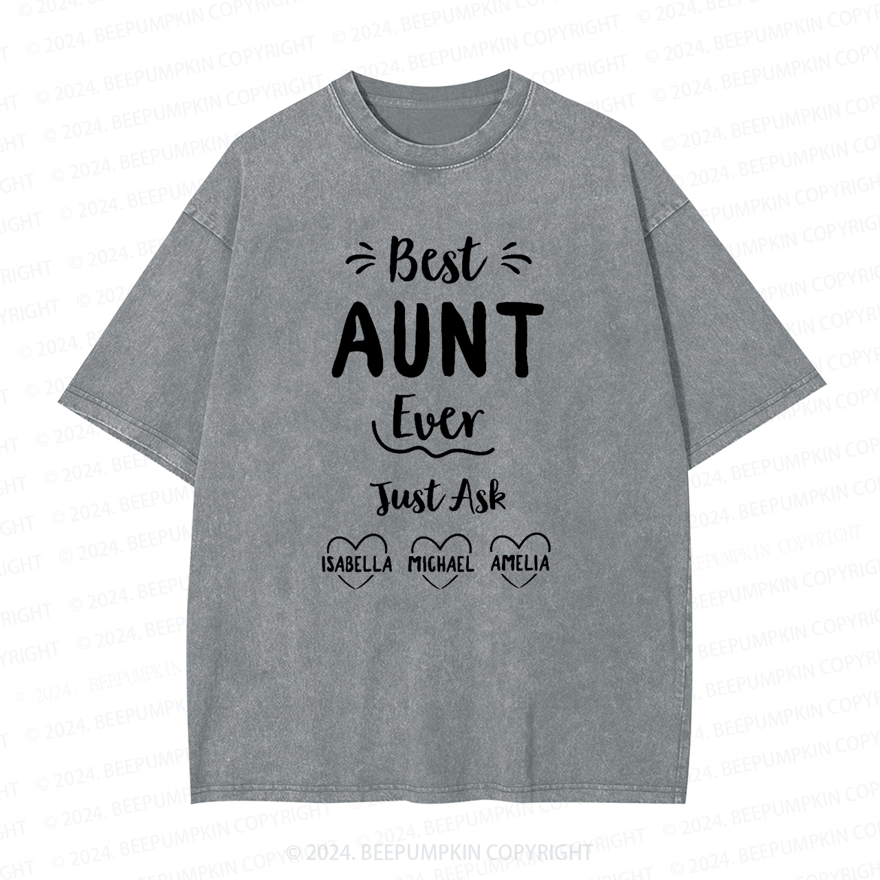 Personalized Best Ever Aunt Washed Tees