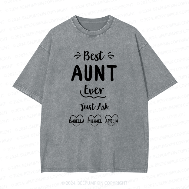 Personalized Best Ever Aunt Washed Tees