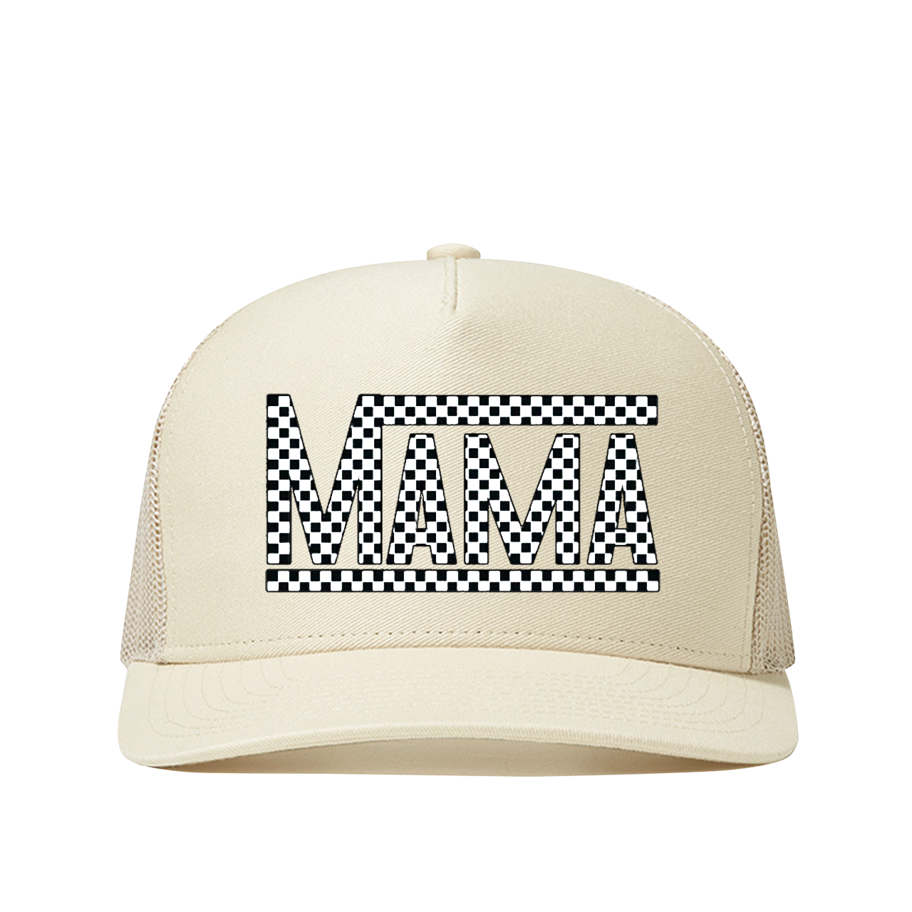 Checkered Mama Letter Mama Trucker Hat