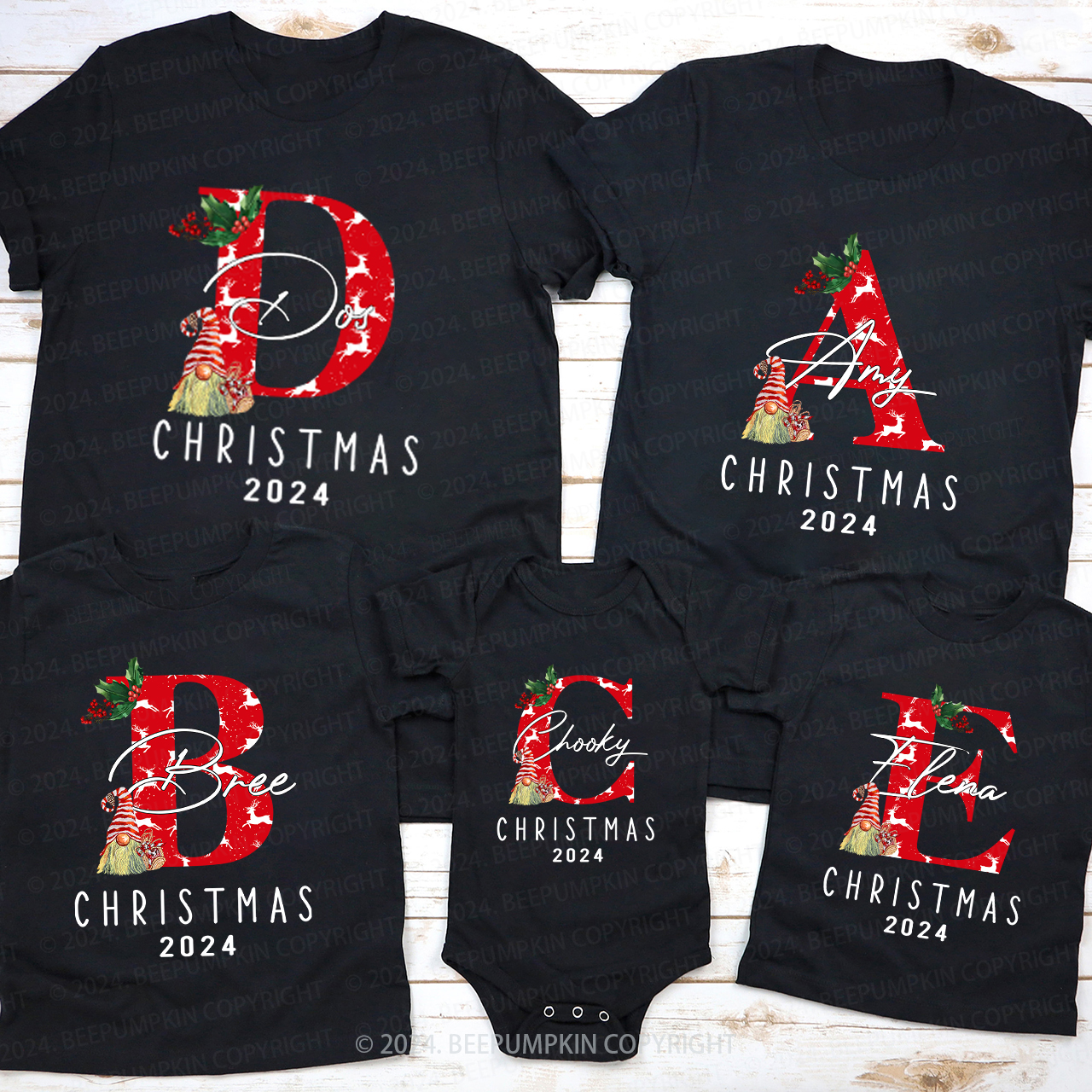 Personalized Monogrammed Family Christmas Gift Shirt