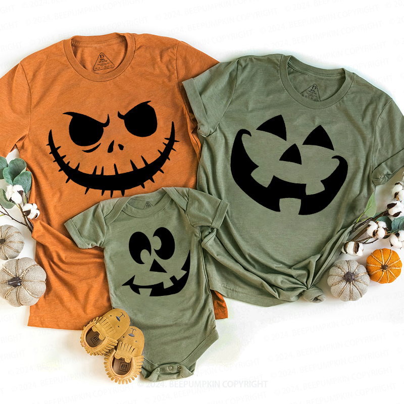  Halloween Pumpkin Face Family Matching Shirts