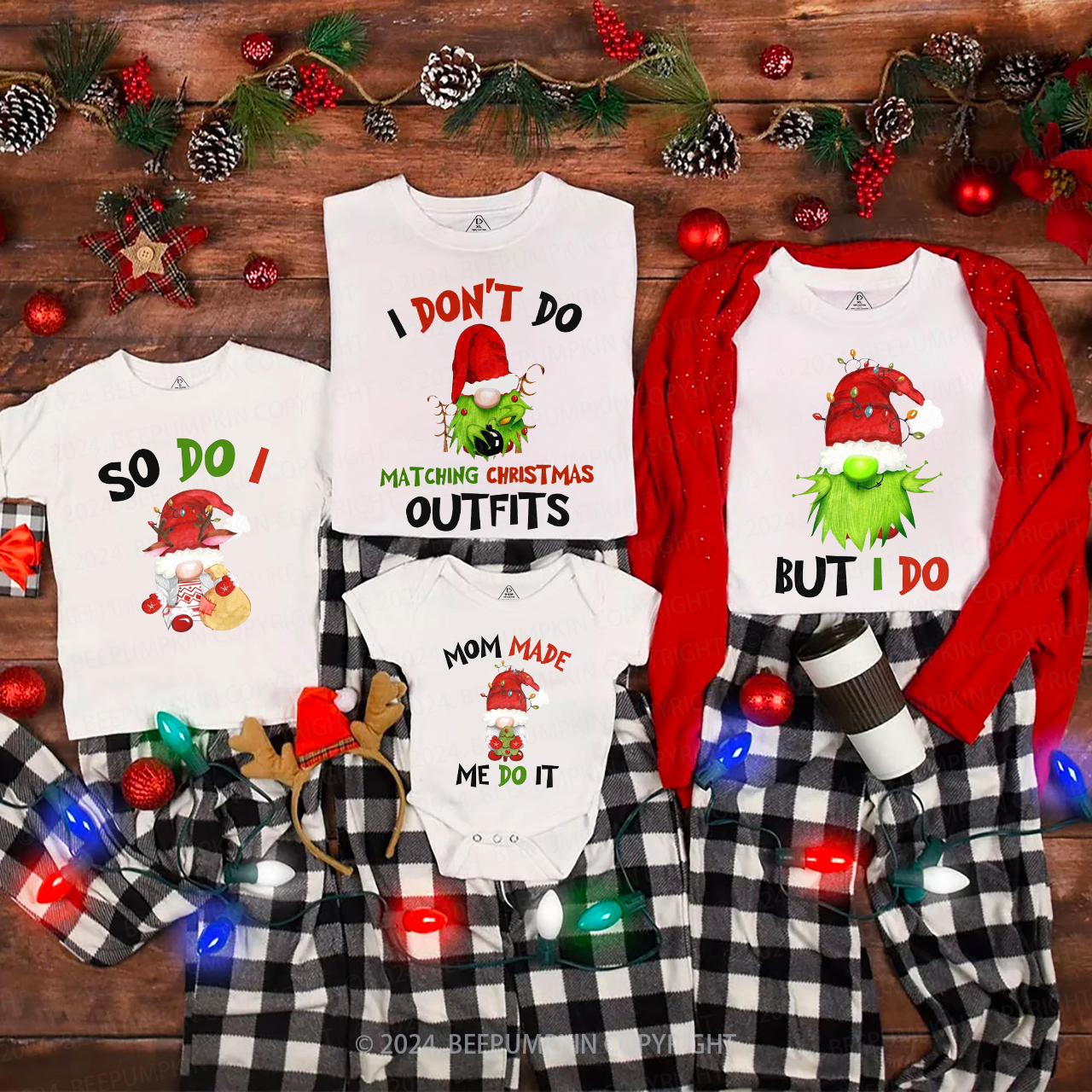 Funny I Don't Do Matching Christmas Gnomes Matching T-Shirts