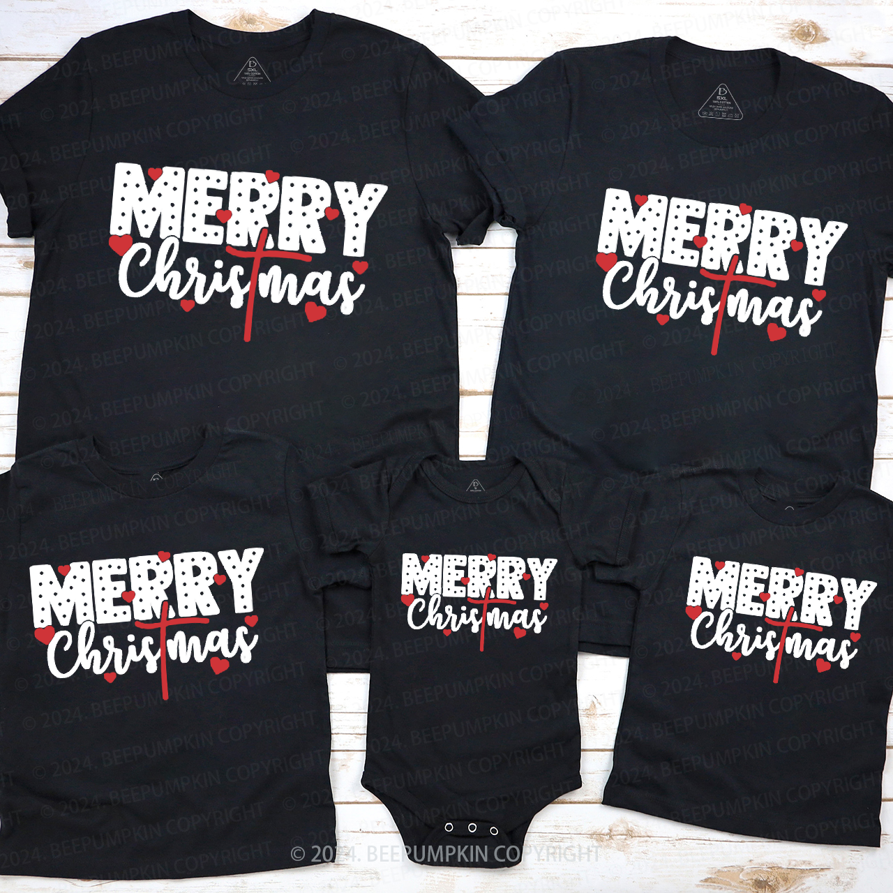 Merry Christmas Heart Matching T-Shirts